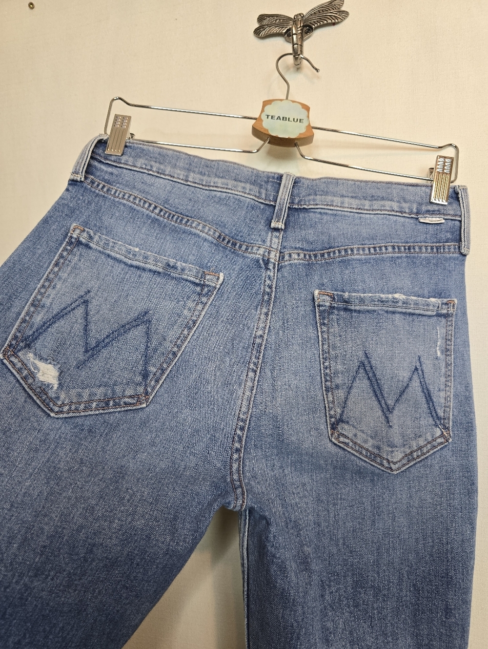 MOTHER The Pixie Tomcat Crop Jeans Size 29 Not Cut & Pasted Distressed - Picture 10 of 13